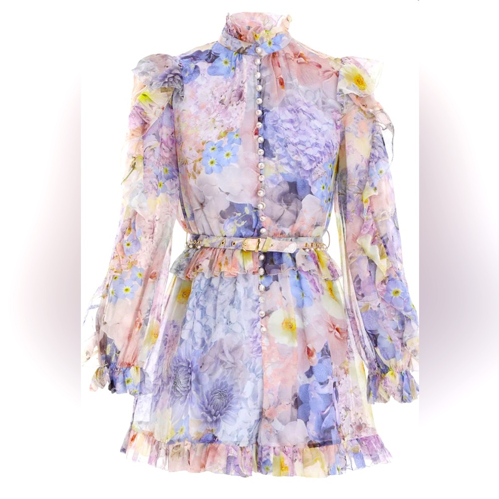 Zimmermann Floral Rhythmic Ruffle Playsuit